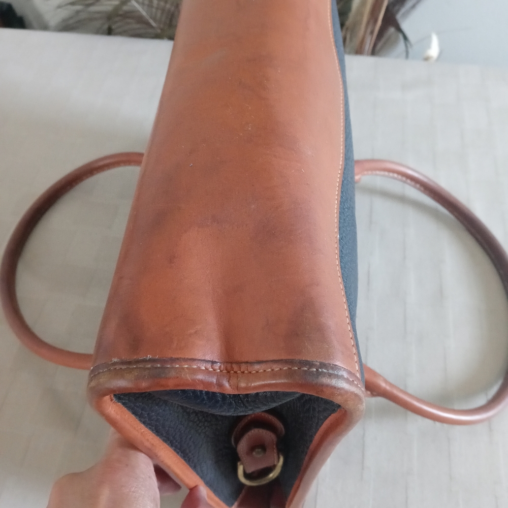 Dooney & Bourke Vintage Leather Navy/Brown Satchel - Picture 7 of 16